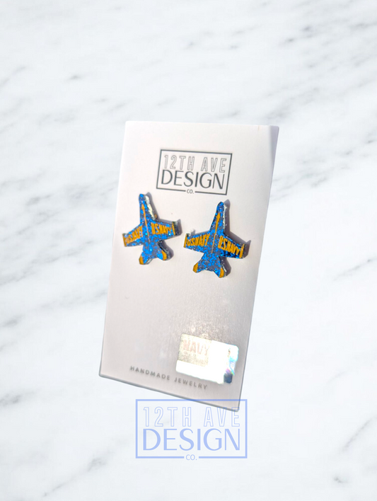 Officially Licensed Blue Angels Stud Earrings