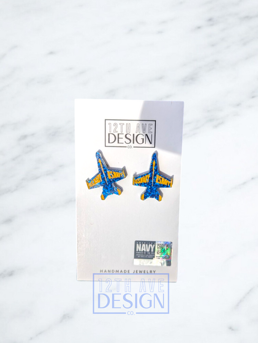 Blue Angels Stud Earrings front view