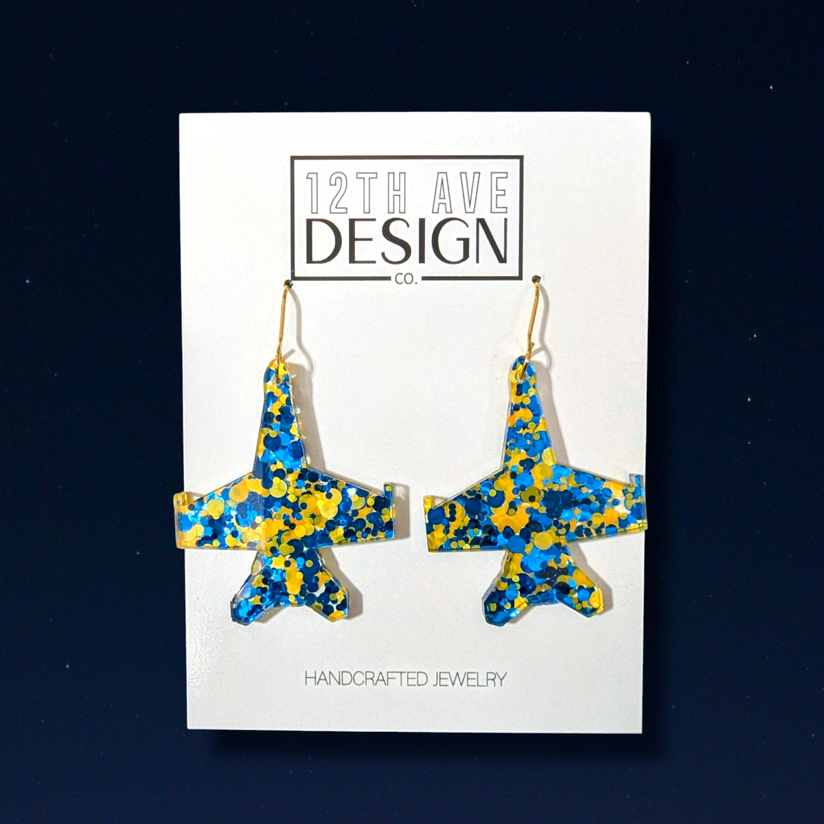 Beach & Blues Glitter Jet Earrings