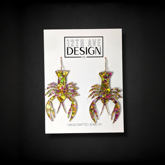 Glitter Crawfish Earrings