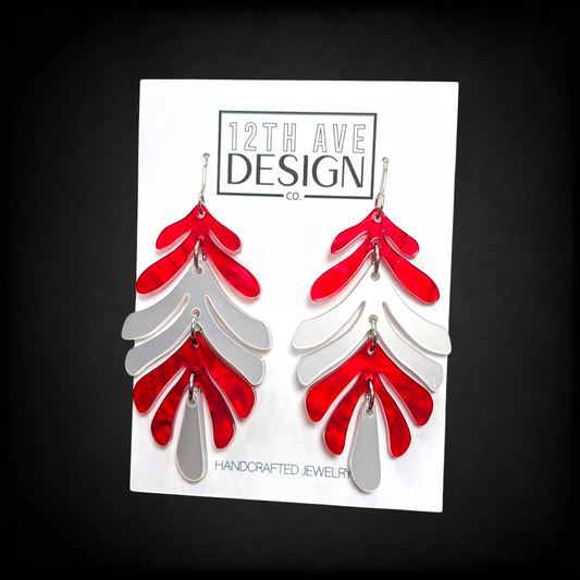 Crimson and grey game day earrings