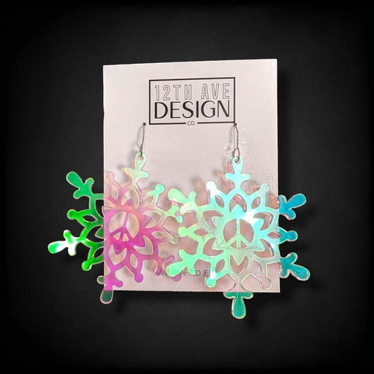 Iridescent Peace Sign Snowflakes