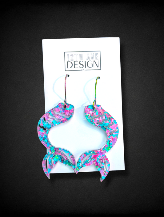 Glitter Mermaid Tail Earrings