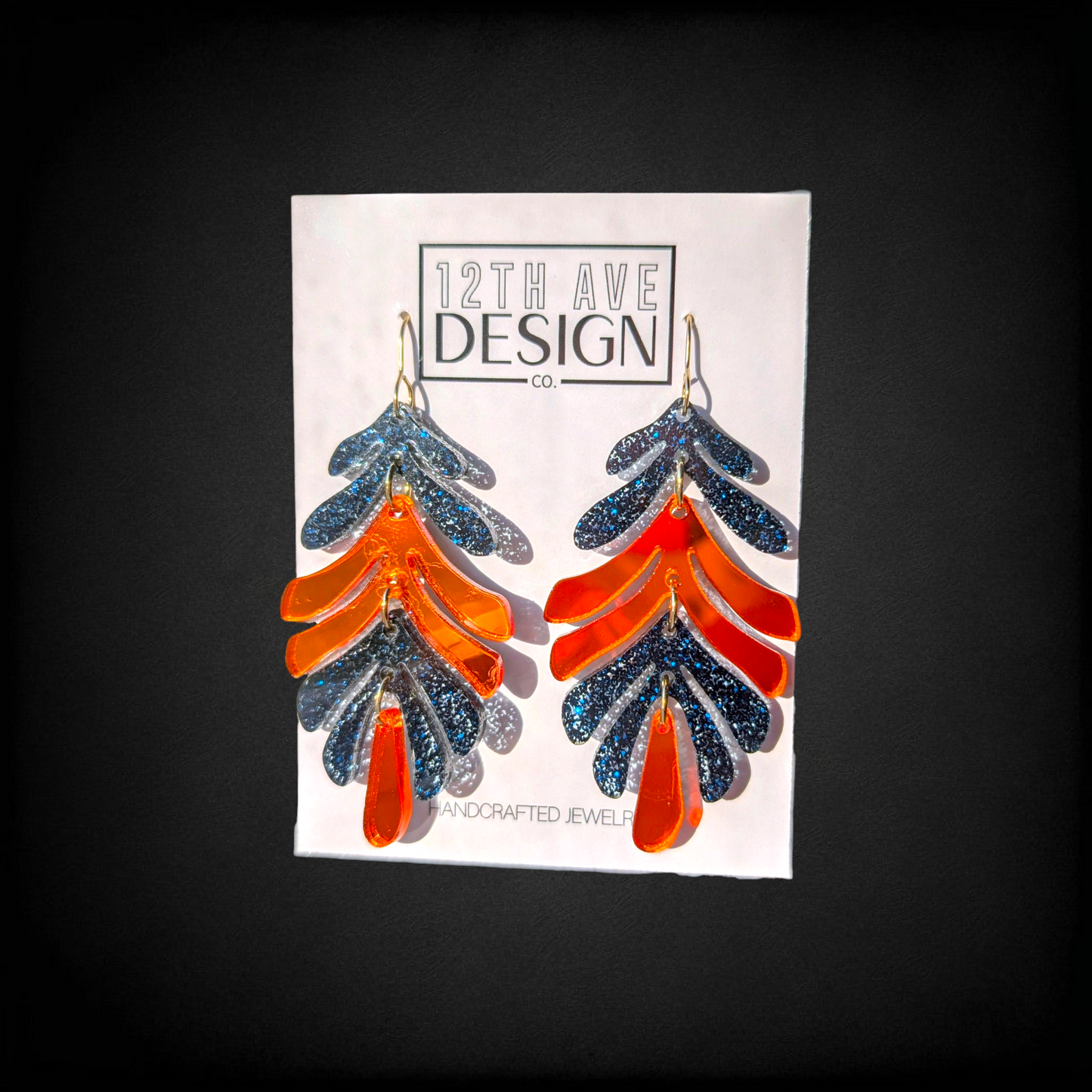 Navy and Orange AU game day earrings