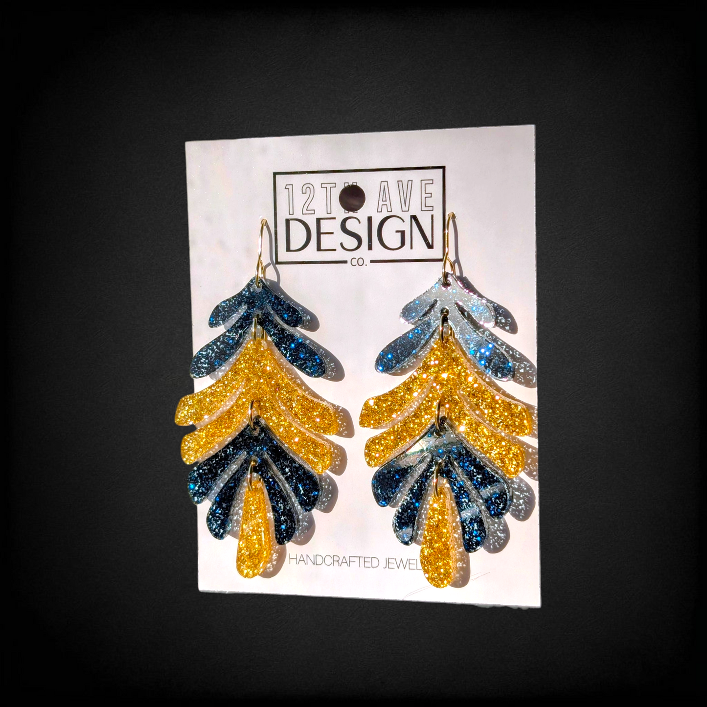 navy and gold game day earrings