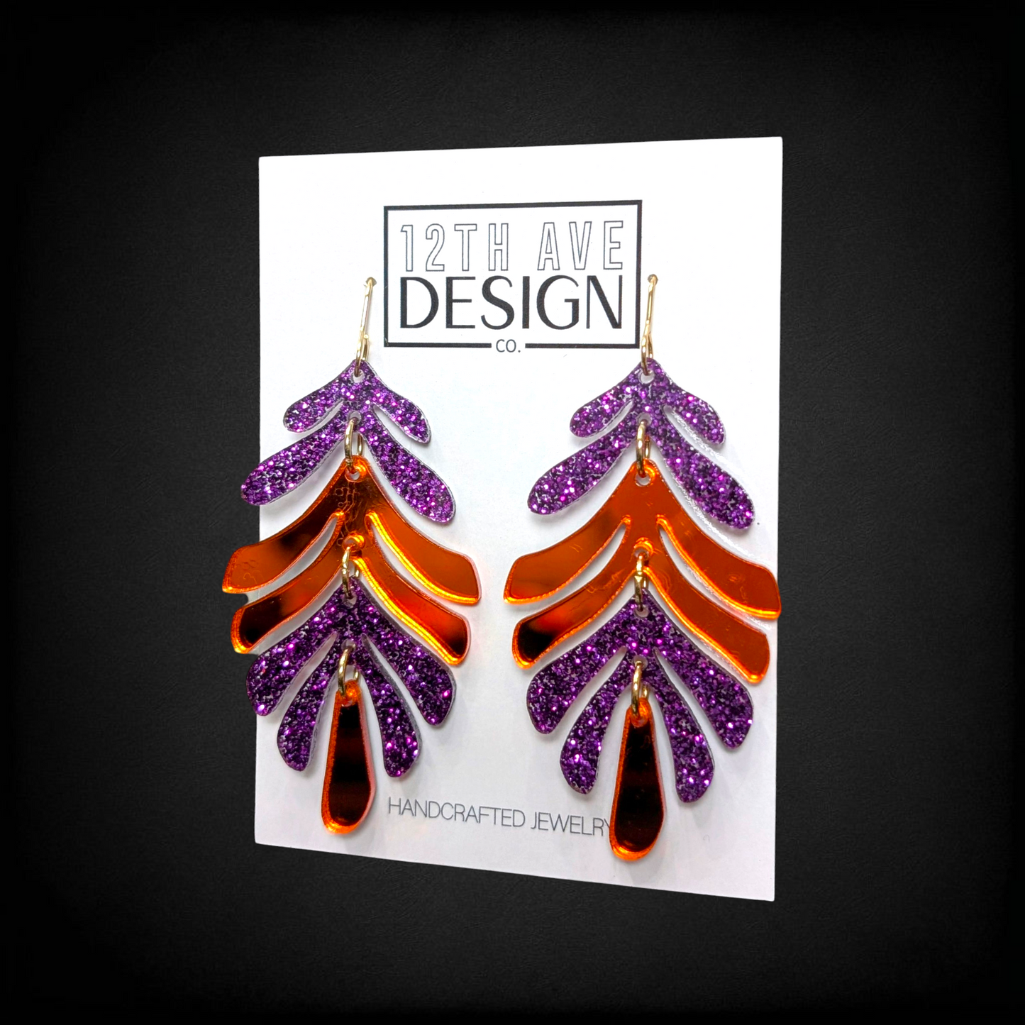 Orange and Regalia Purple game day earrings