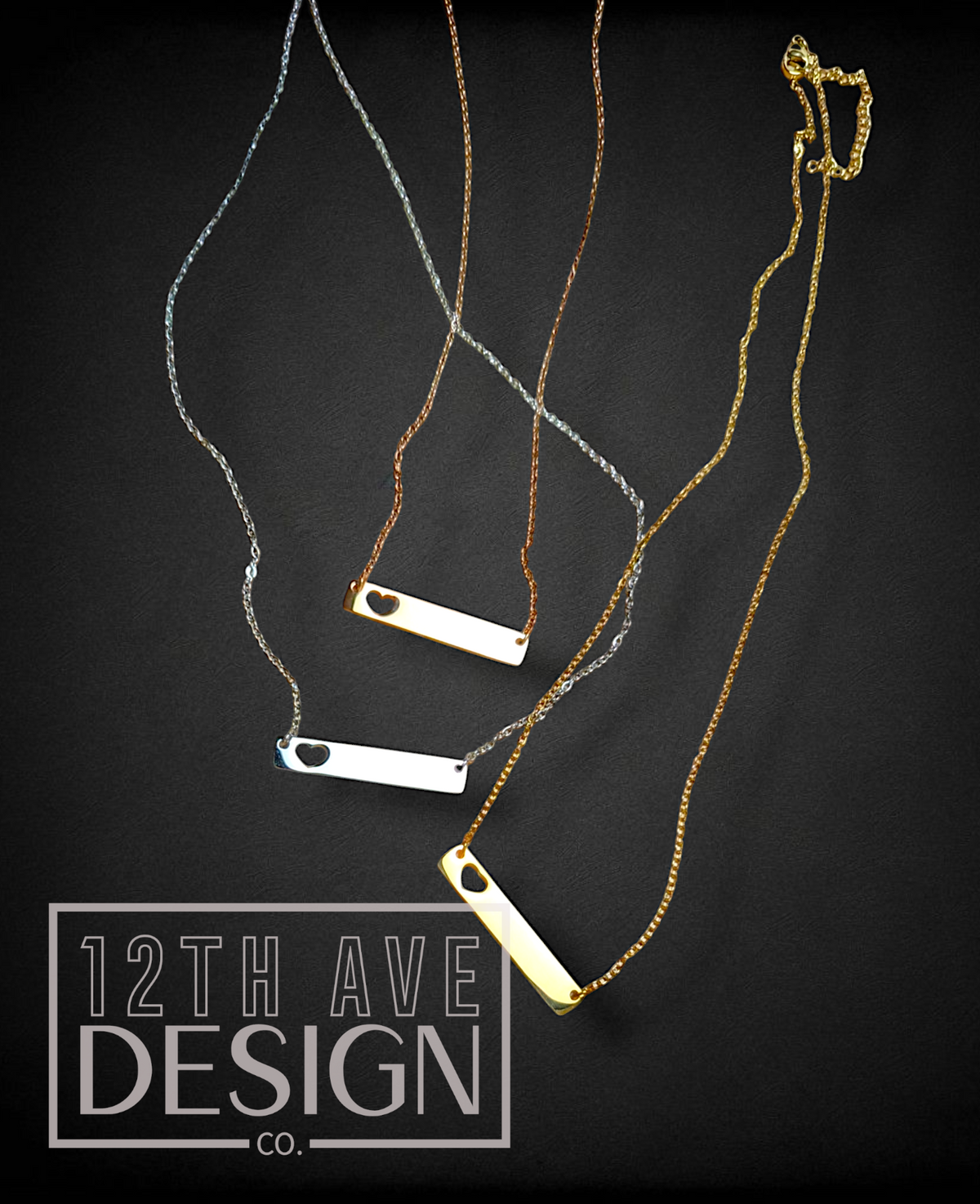 Horizontal Bar Heart Necklace