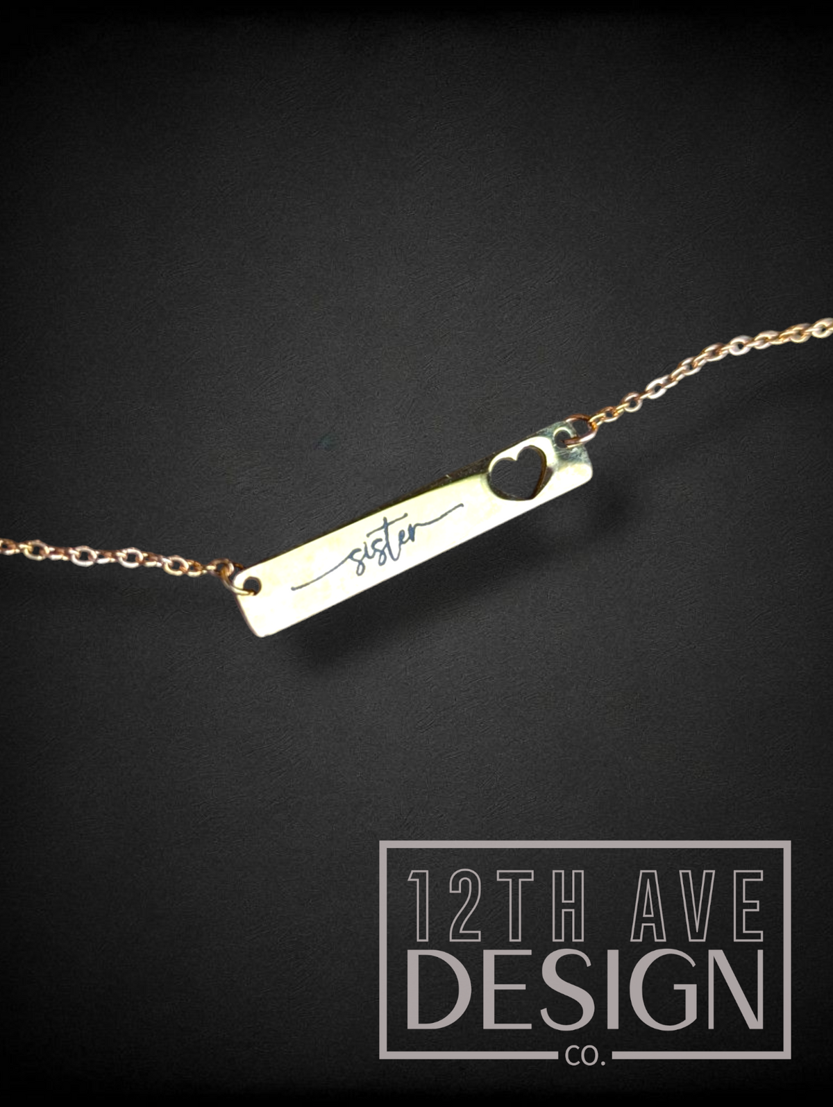 Horizontal Bar Heart Necklace