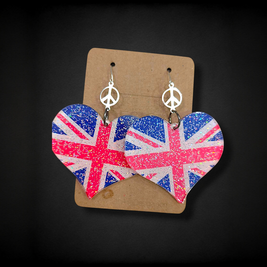 Union Jack Heart Earrings