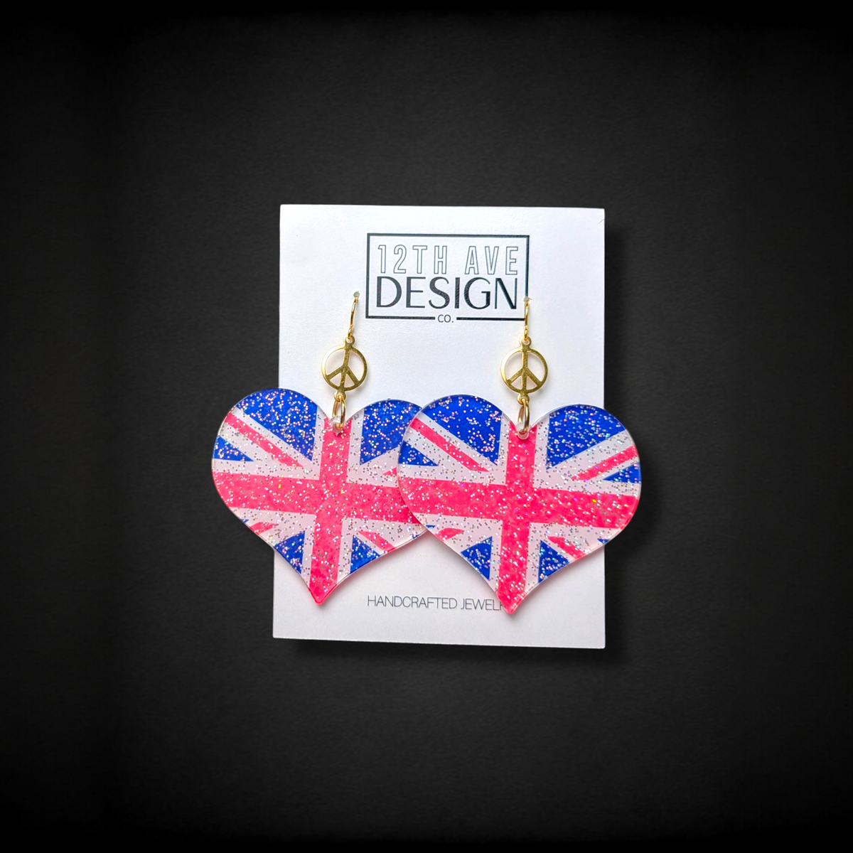 Union Jack Heart Earrings