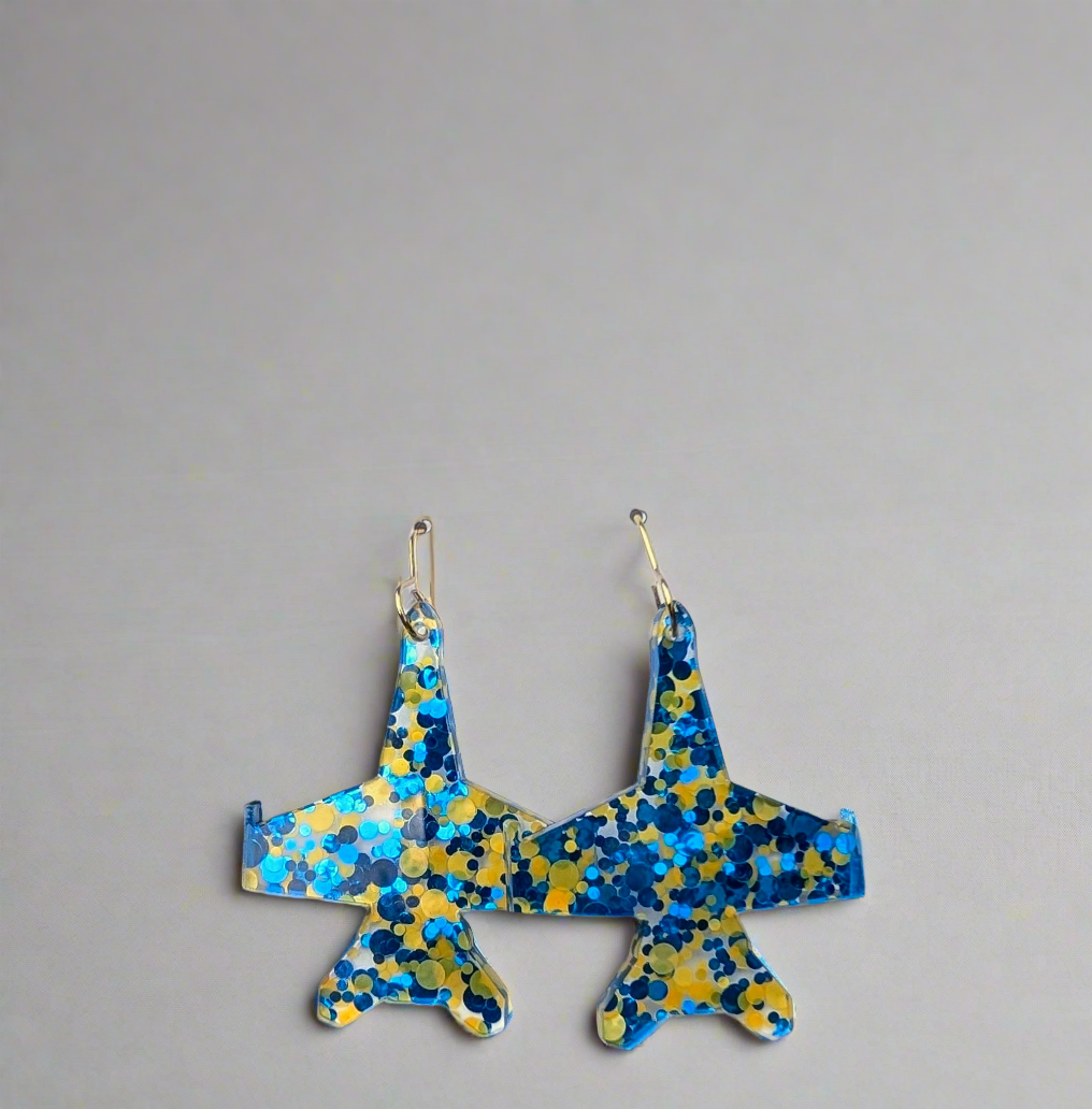 Blues Glitter Jet Earrings