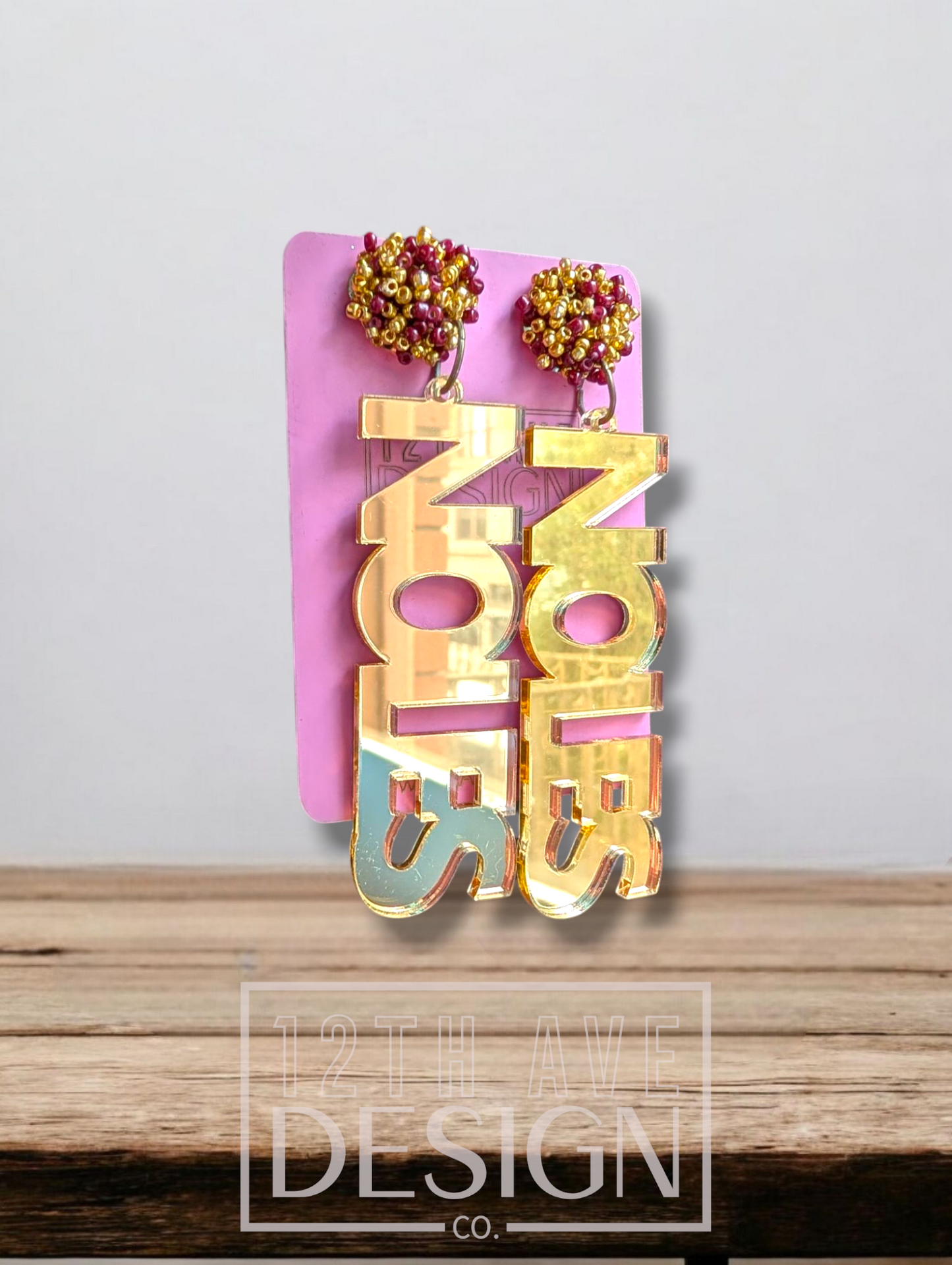 Noles Block Text Earrings