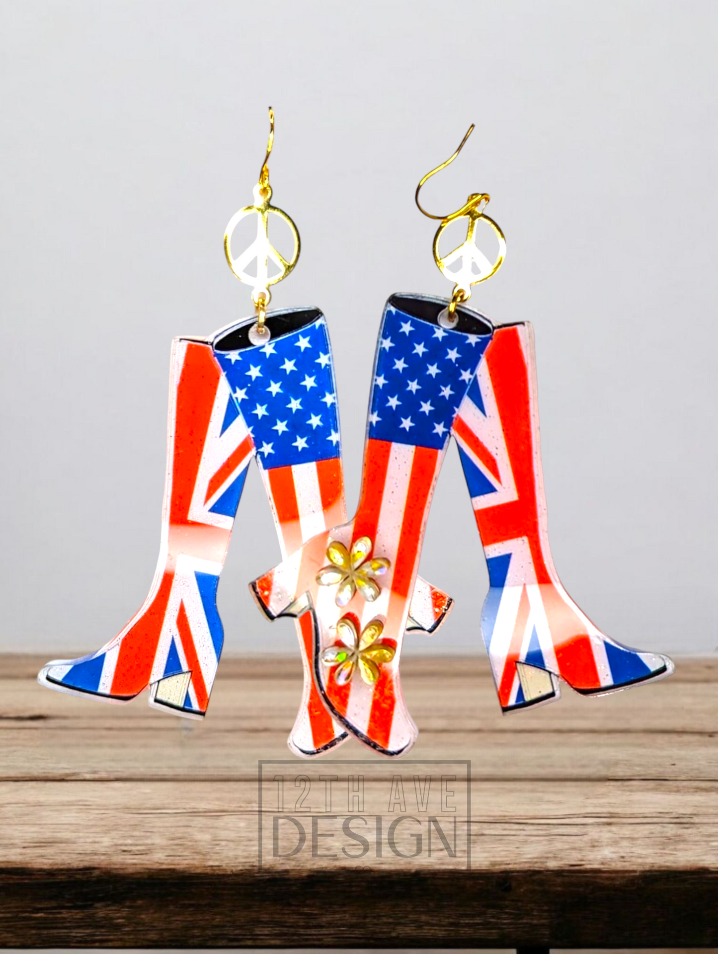 Patriotic GoGo Boot Earrings