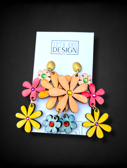 Painted Wildflower Earrings