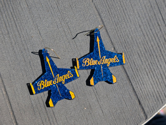 NEW!!! Officially Licensed Blue Angels Script Earrings (Size Small)