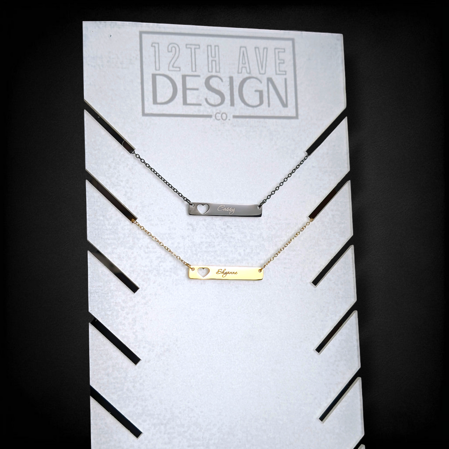Horizontal Bar Heart Necklace