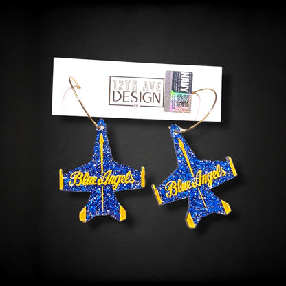 Blue Angels Official Script Hoop Earrings