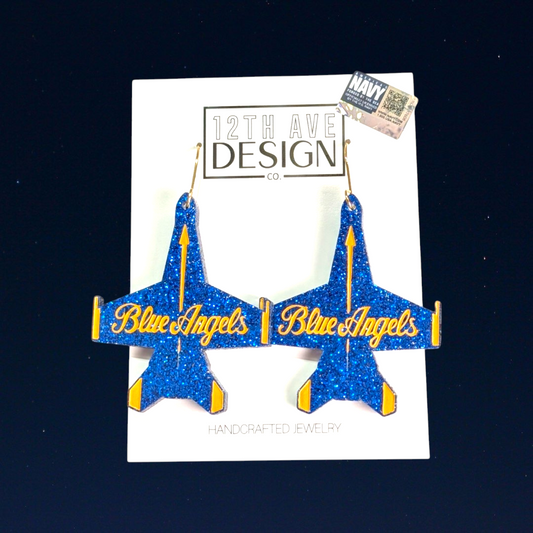 Blue Angels Official Script Earrings (Small)