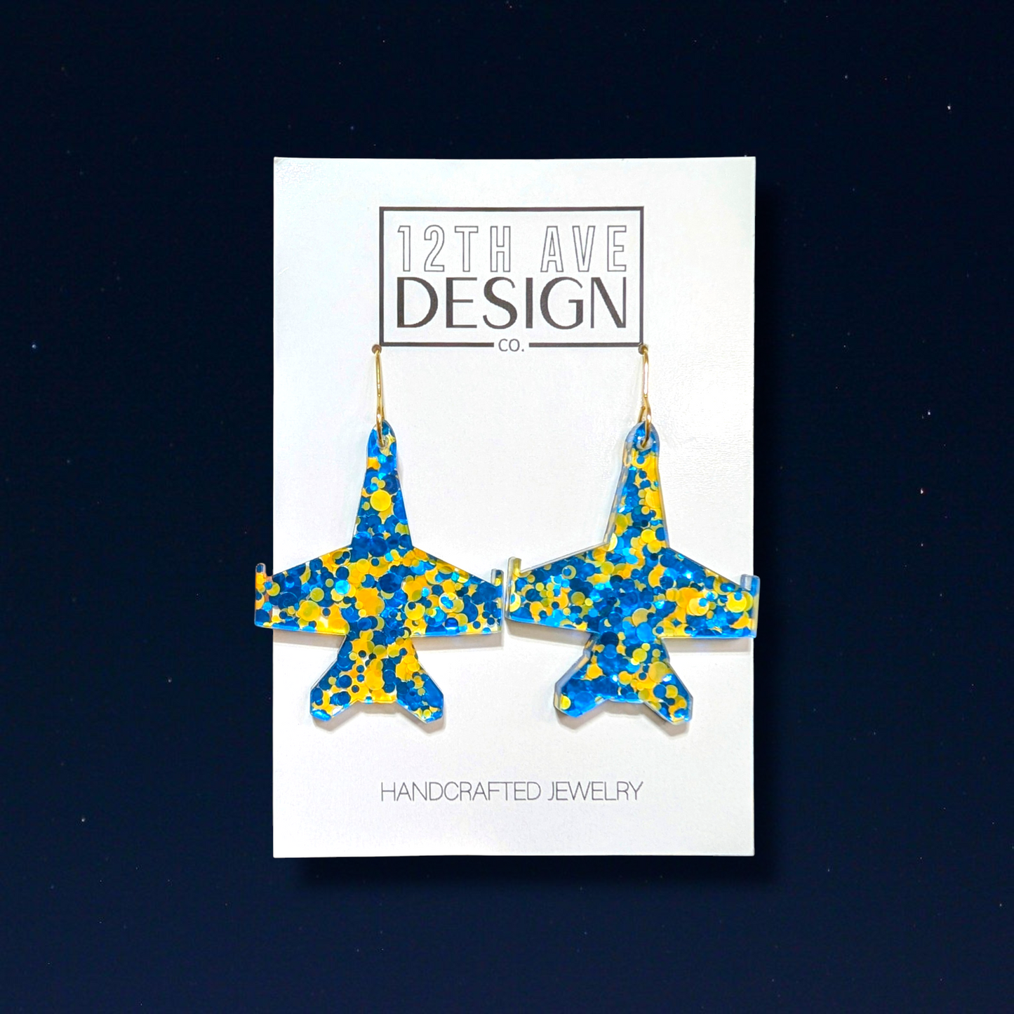 Beach & Blues Glitter Jet Earrings
