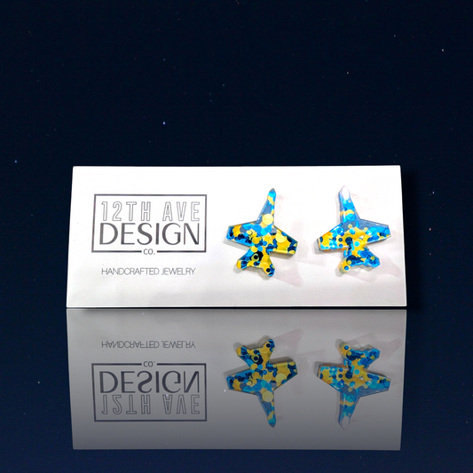 Beach Glitter Jet Stud Earrings