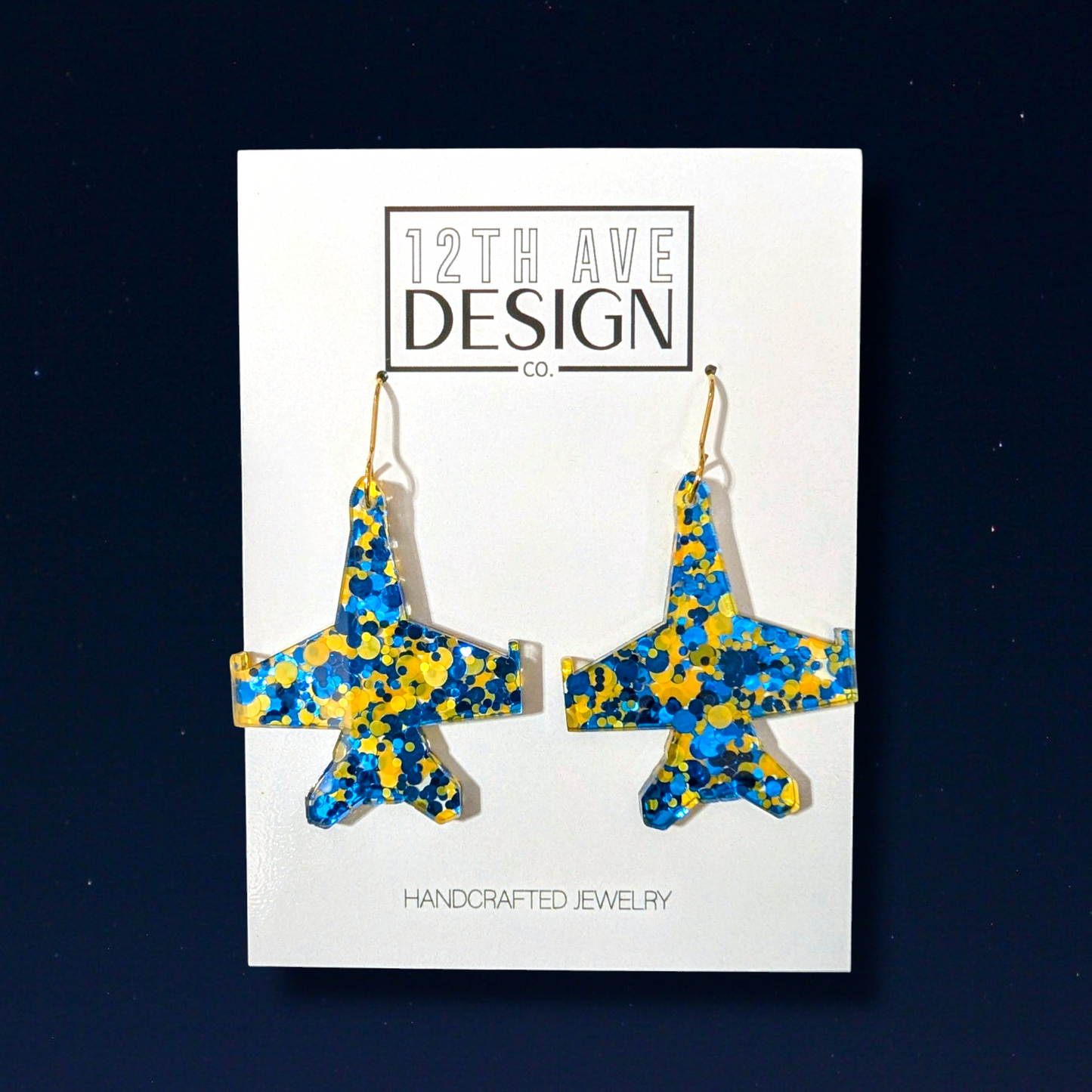 Beach & Blues Glitter Jet Earrings