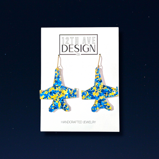 Beach & Blues Glitter Jet Earrings