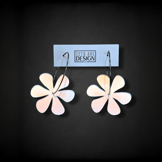 Floating Daisy Hoop Earrings