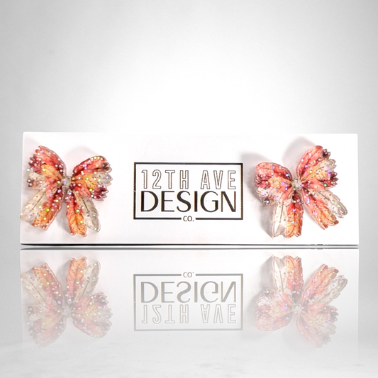 Feather Bow Stud Earrings