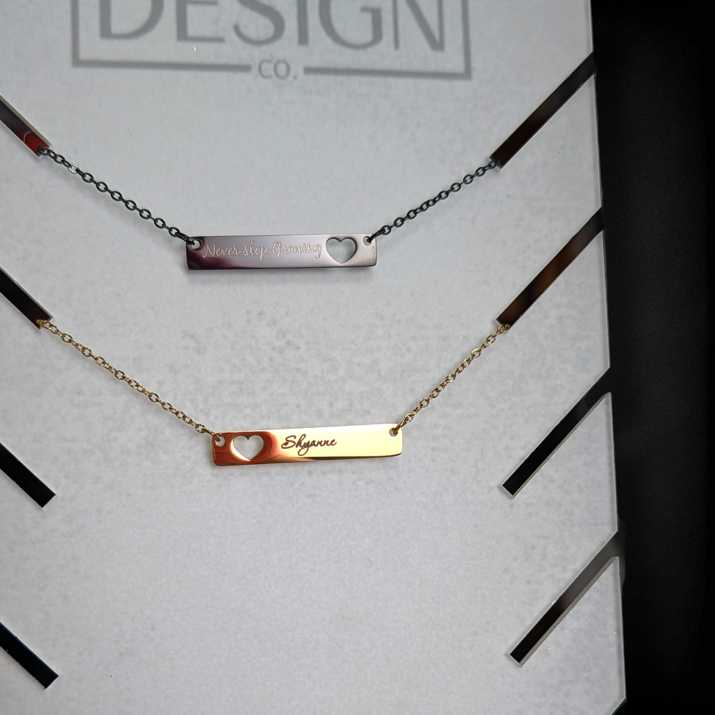 Horizontal Bar Heart Necklace