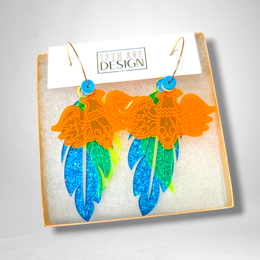 Mayoki Bird & Feather Hoop Earrings