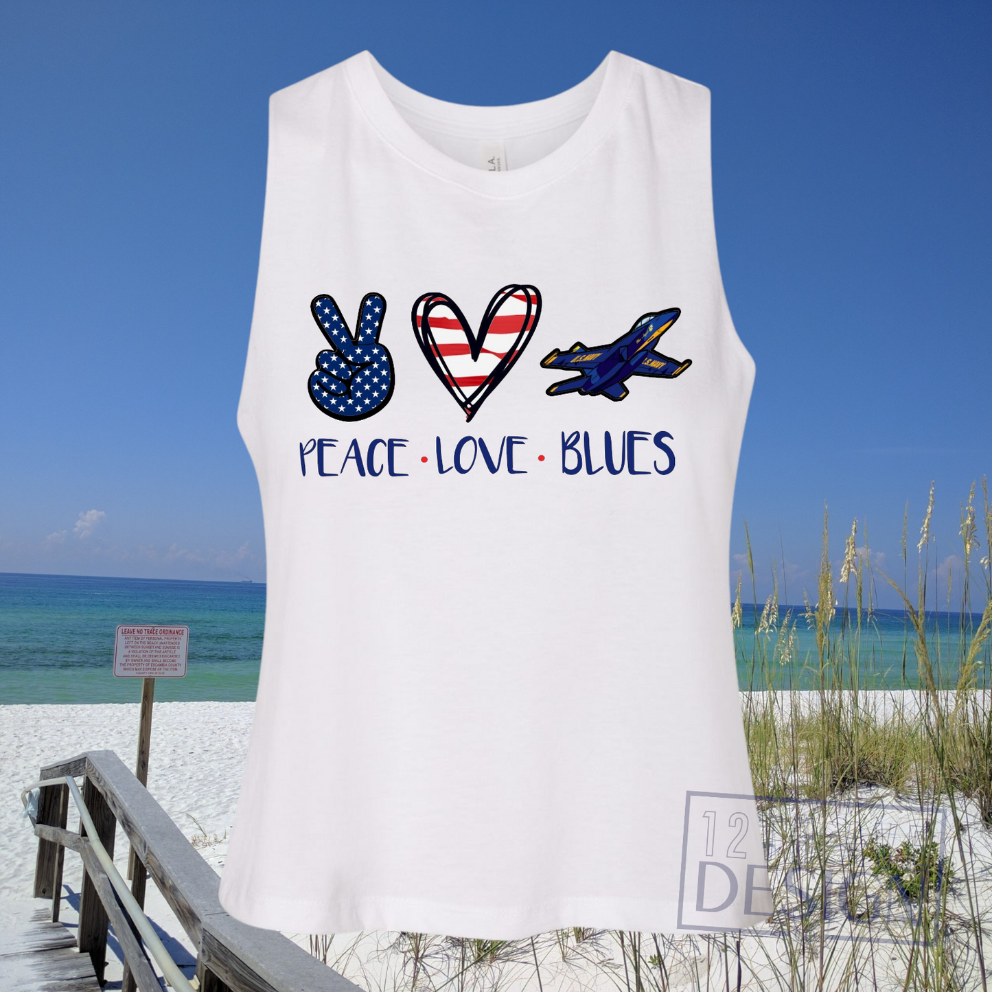 Peace Love Blues Racerback Crop Tank