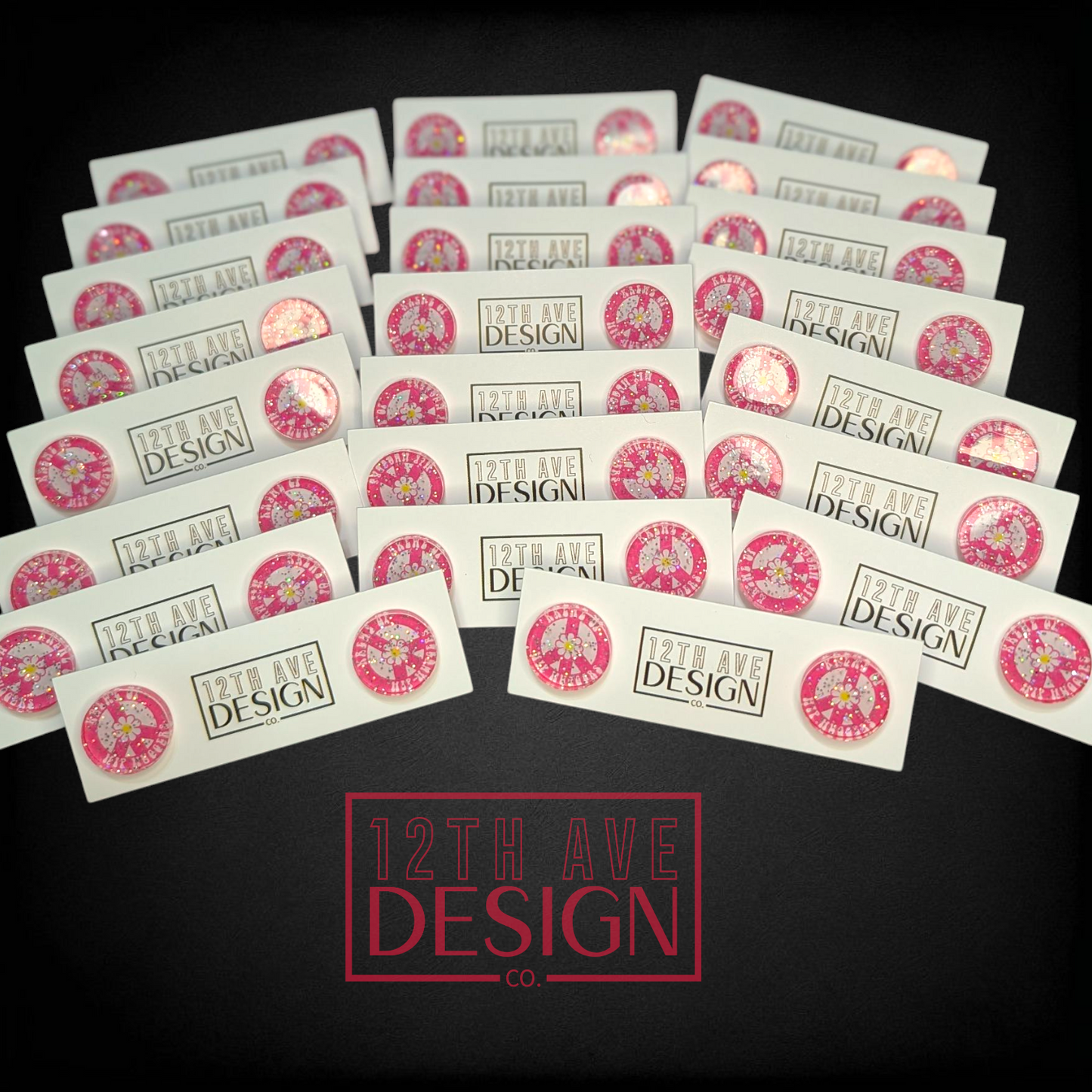 Group of matching stud earrings 