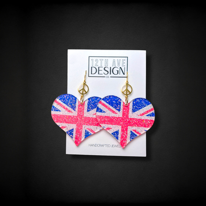 Union Jack Heart Earrings