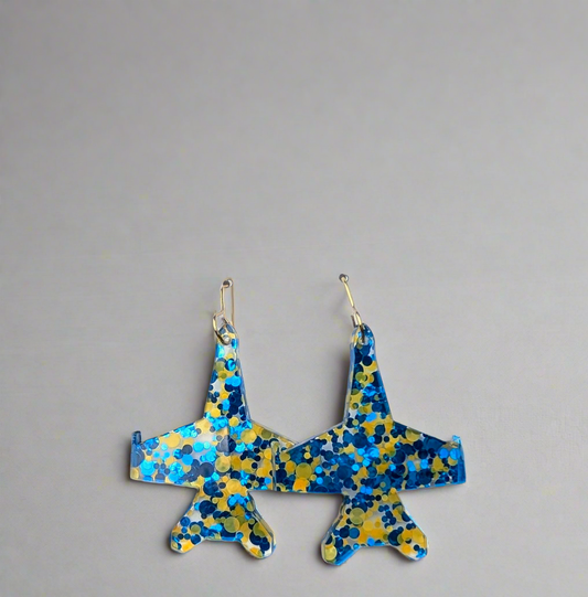 Blues Glitter Jet Earrings