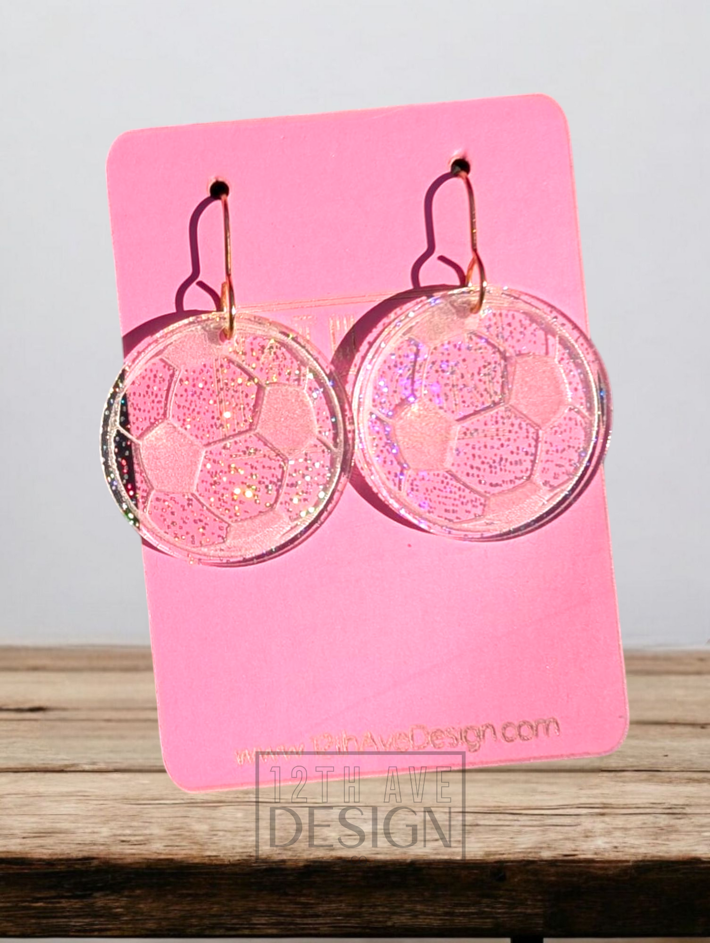 Clear Engraved Sports Earrings