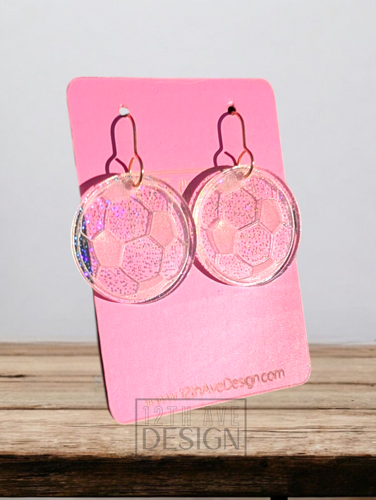 Clear Engraved Sports Earrings