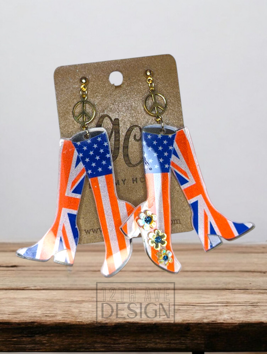 Patriotic GoGo Boot Earrings