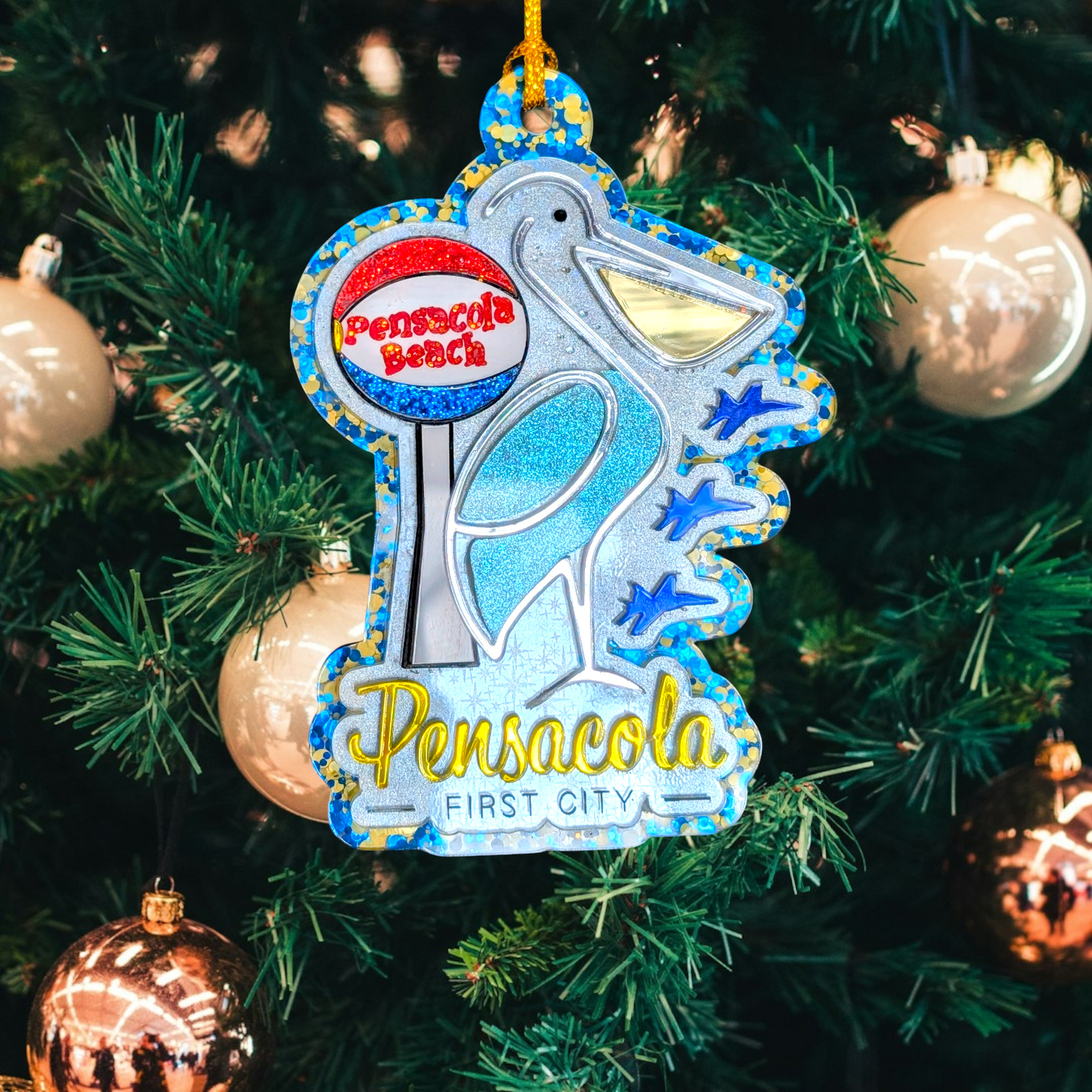 Pensacola Pelican Holiday Ornament