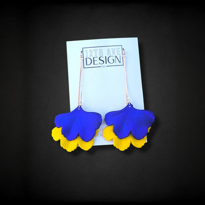 Blue & Yellow Gingko Earrings