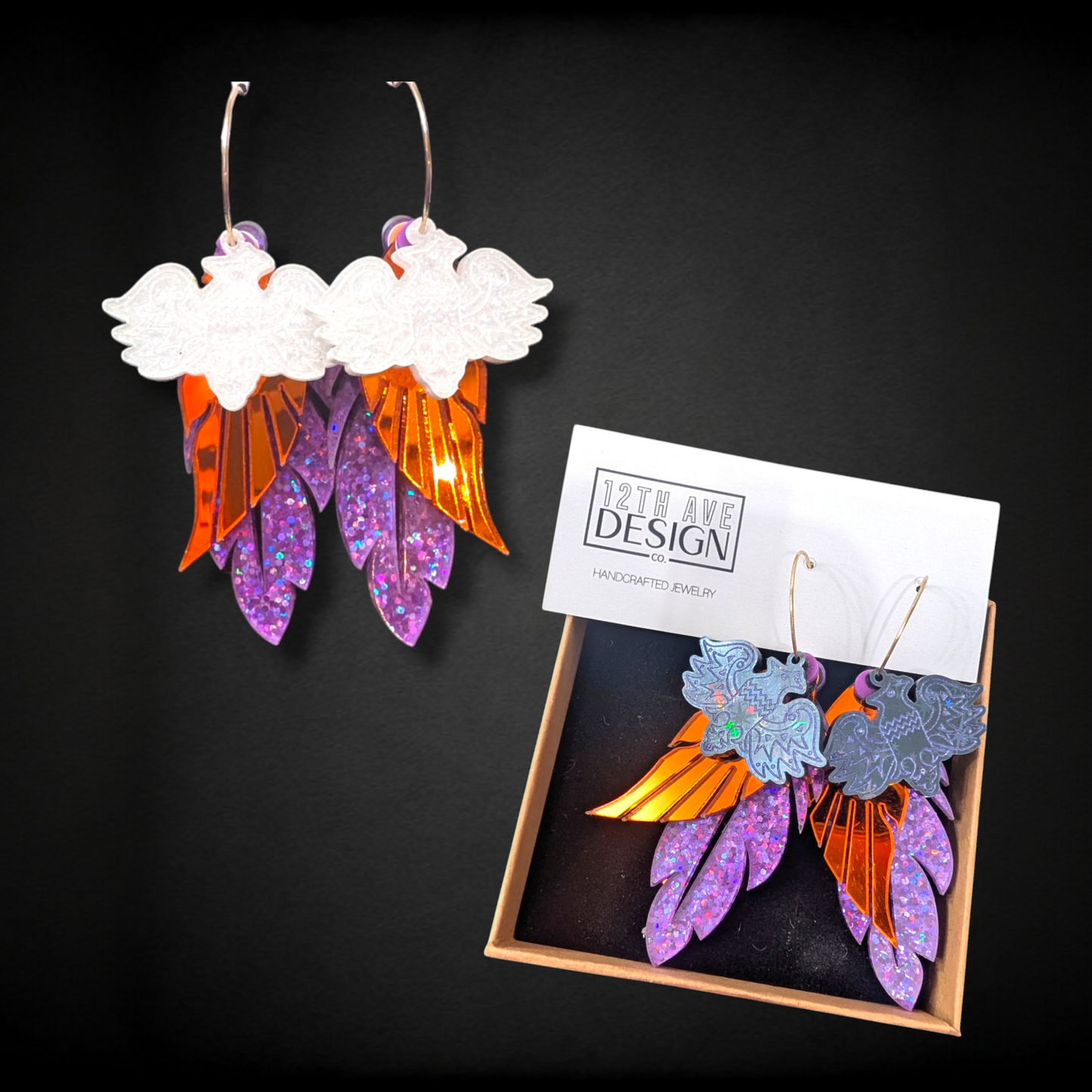 Mayoki Bird & Feather Hoop Earrings