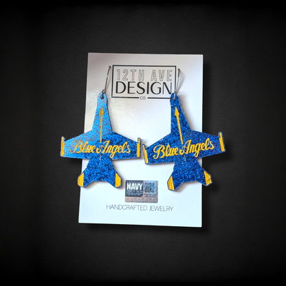 Blue Angels Official Script Earrings (Large)