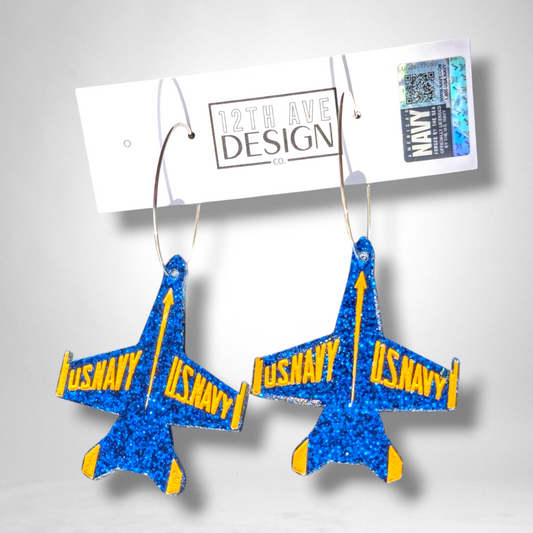 Blue Angels Classic Jet Hoop Earrings