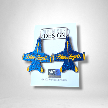 Blue Angels Official Script Earrings (Large)