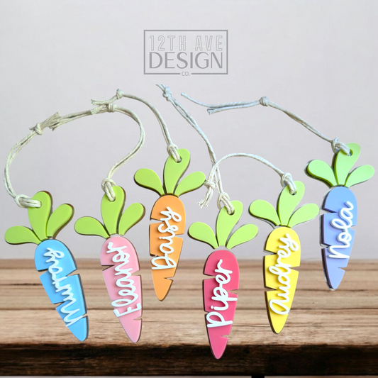 Pastel Carrots Easter Basket Name Tag