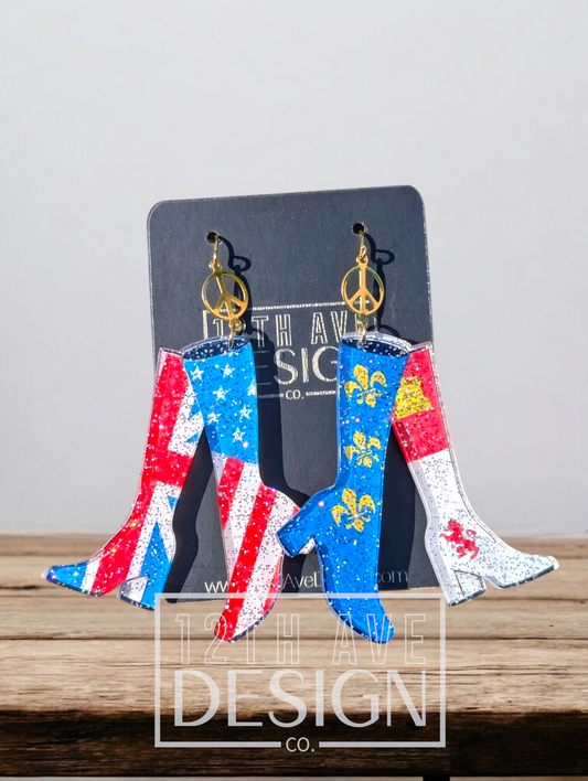 Patriotic GoGo Boot Earrings