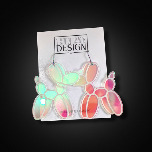 Iridescent Balloon Dog Earrings