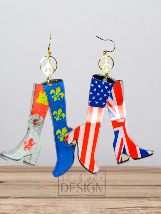 Patriotic GoGo Boot Earrings