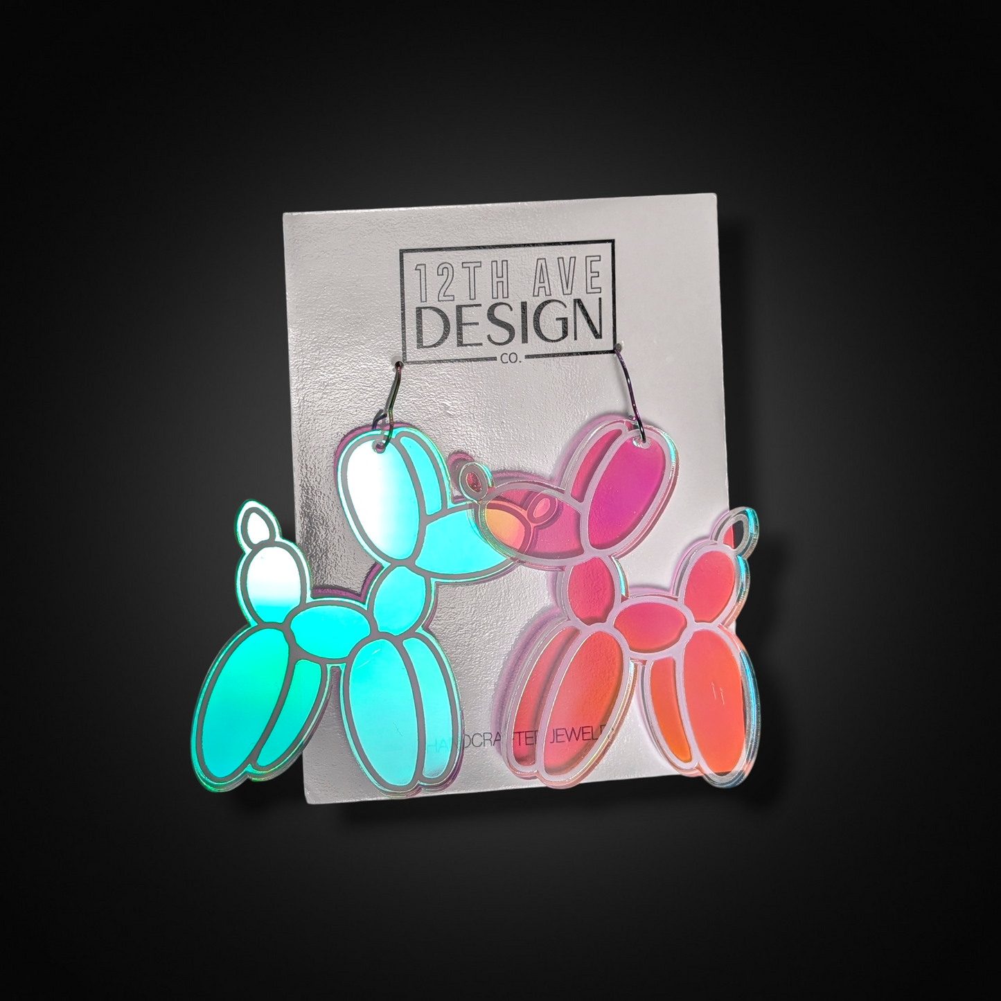 Iridescent Balloon Dog Earrings