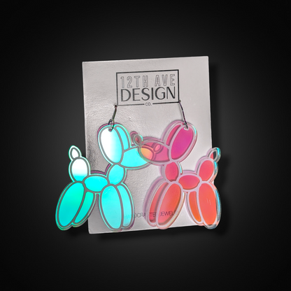 Iridescent Balloon Dog Earrings