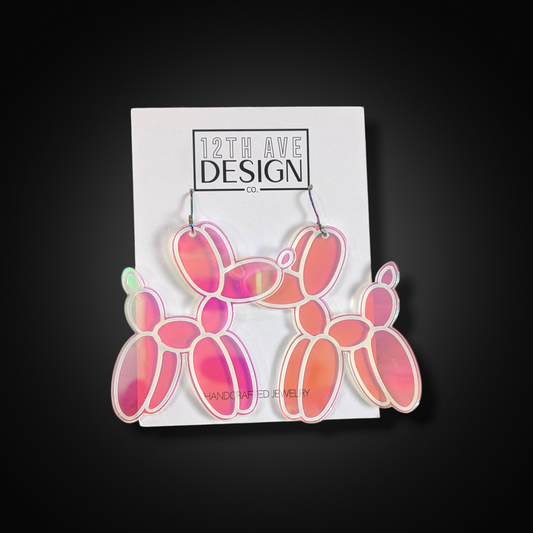 Iridescent Balloon Dog Earrings
